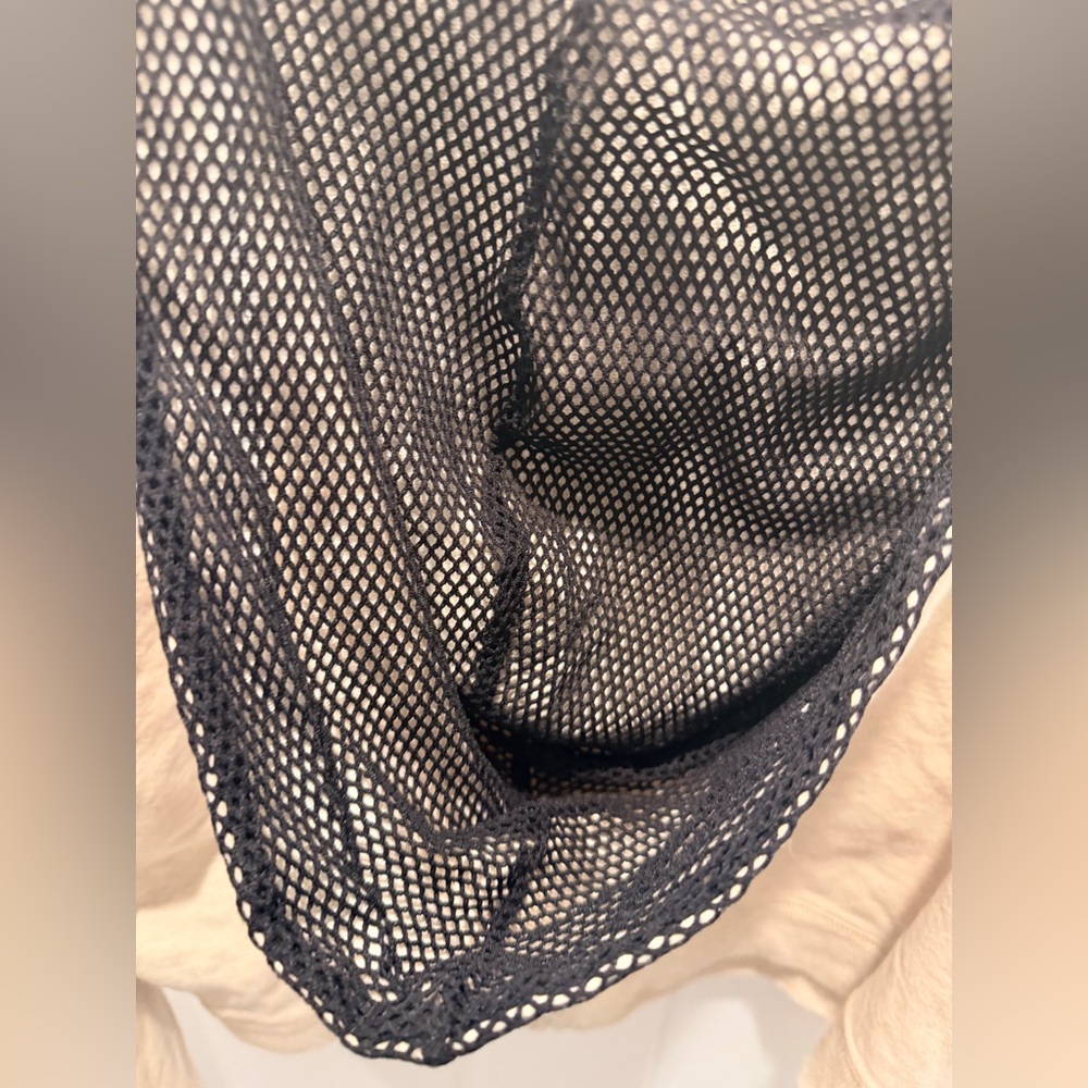 Two by Vince Camuto Beige Zip Hoodie Mesh Detail Stretch Sweatshirt Medium - Picture 5 of 10